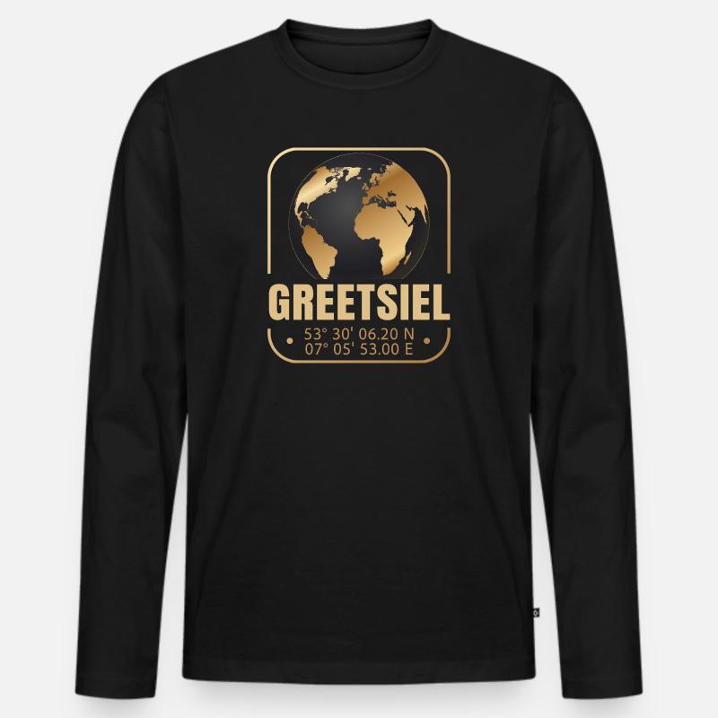 Greetsiel - Männer Premium Bio Langarmshirt - Schwarz