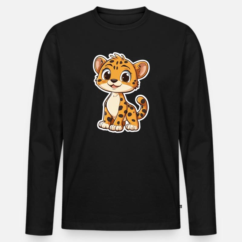 Süsser Gepard - Männer Premium Bio Langarmshirt - Schwarz