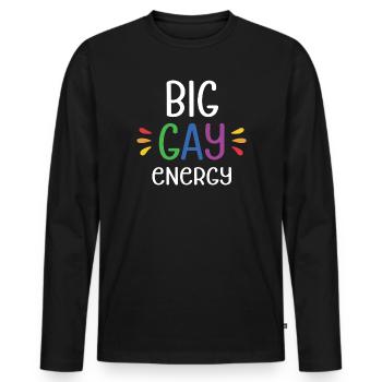 LGBTQ Pride Month - Big Gay Energy - Men's Premium Organic Long Sleeve Shirt - black - Front - Nico (187cm)