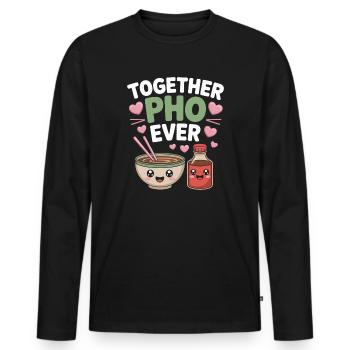 Together Pho Ever Vietnam Reise Nudelsuppe Pho - Männer Premium Bio Langarmshirt - Schwarz - Vorne - Nico (187cm)