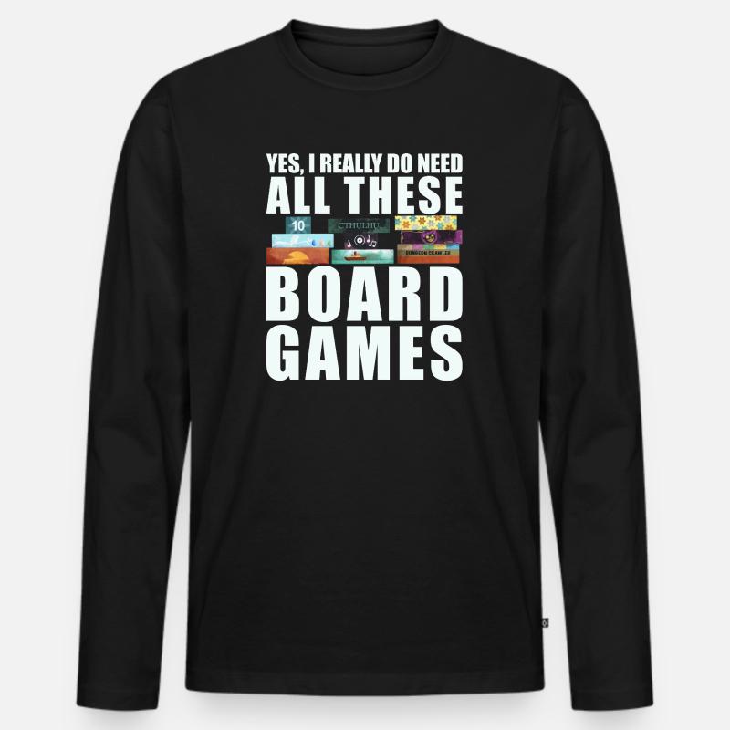 Brettspiele lustiger Spruch - Männer Premium Bio Langarmshirt - Schwarz