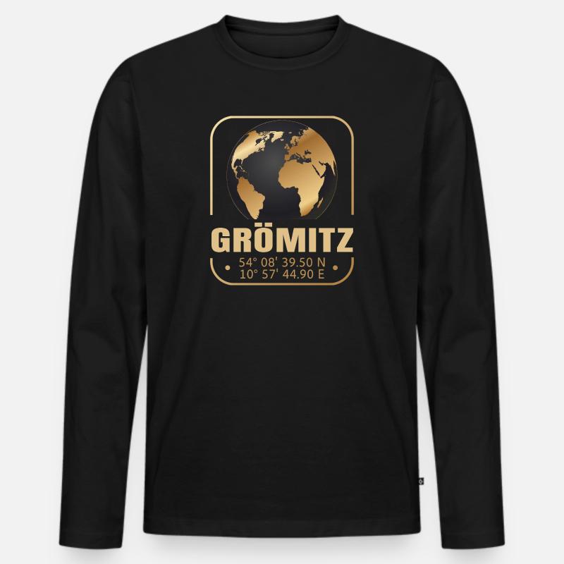 Grömitz - Männer Premium Bio Langarmshirt - Schwarz