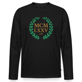 MCMLXXV - 1975 - Männer Premium Bio Langarmshirt - Schwarz - Vorne - Nico (187cm)