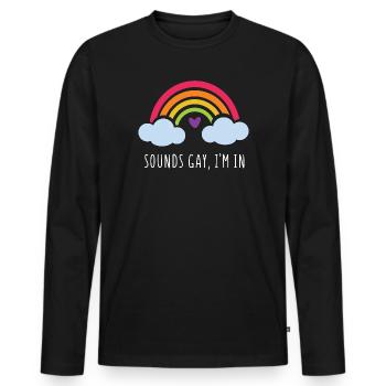 LGBT Pride Month - Klingt schwul, ich bin dabei - Männer Premium Bio Langarmshirt - Schwarz - Vorne - Nico (187cm)