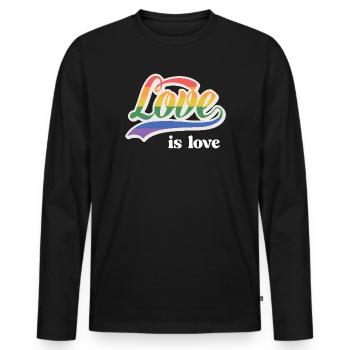 Mois de la fierté LGBT - Love is Love - T-shirt manches longues Premium bio Homme - noir - Devant - Nico (187cm)
