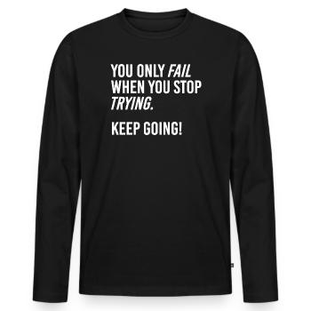 Keep going - Männer Premium Bio Langarmshirt - Schwarz - Vorne - Nico (187cm)