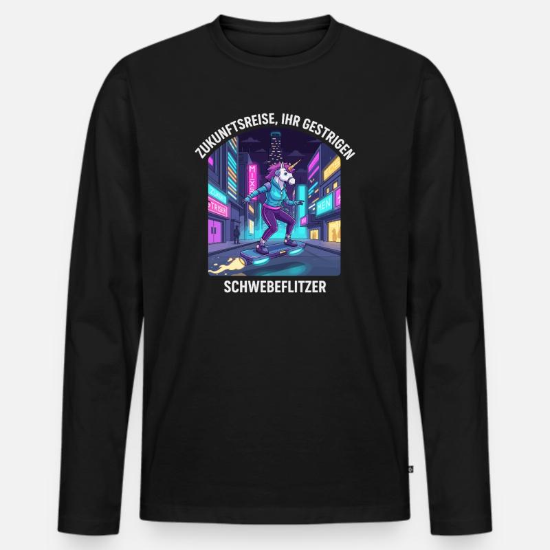 Zukunftseinhorn - Männer Premium Bio Langarmshirt - Schwarz