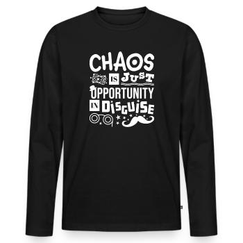 Chaos Is Just Opportunity in Disguise - Men's Premium Organic Long Sleeve Shirt - black - Front - Nico (187cm)