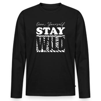 S’approprier et rester sauvage | Âme audacieuse et libre - T-shirt manches longues Premium bio Homme - noir - Devant - Nico (187cm)