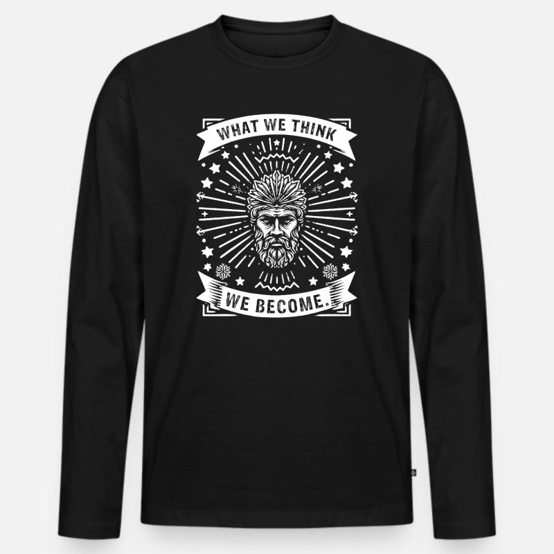 What we think we become (Buddha) - Männer Premium Bio Langarmshirt - Schwarz