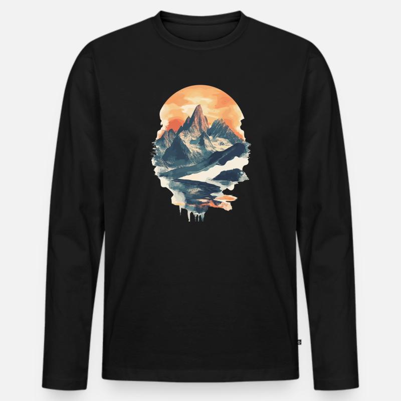 Berge Klettern Kletterer Wandern - Männer Premium Bio Langarmshirt - Schwarz