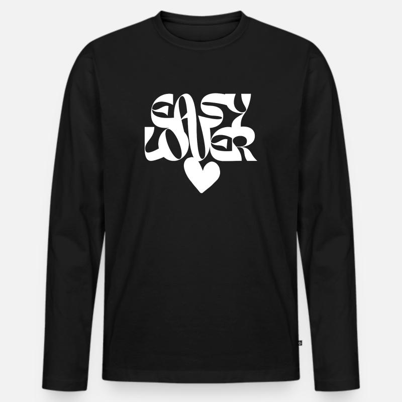 Liebe Herz Abstrakte Typografie - Männer Premium Bio Langarmshirt - Schwarz