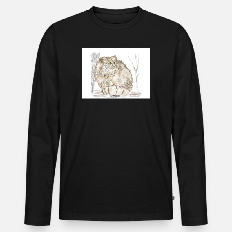 Manul-Wildkatze - Männer Premium Bio Langarmshirt - Schwarz