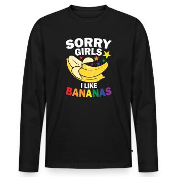 sorry girls i like bananas - Männer Premium Bio Langarmshirt - Schwarz - Vorne - Nico (187cm)