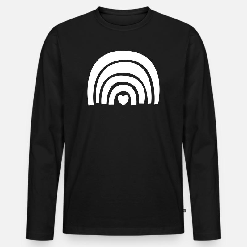 Regenbogen Rainbow - Männer Premium Bio Langarmshirt - Schwarz