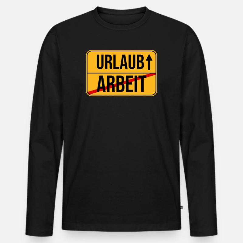 Urlaub Arbeit Wegweiser Design - Männer Premium Bio Langarmshirt - Schwarz