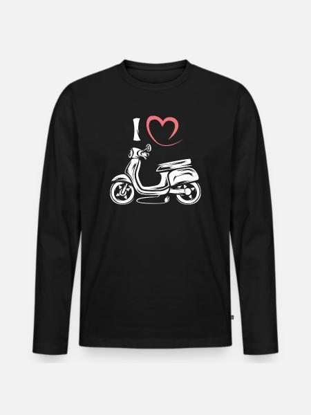 I Love Scooter - Electric Scooter Illustration - Men's Premium Organic Long Sleeve Shirt - black
