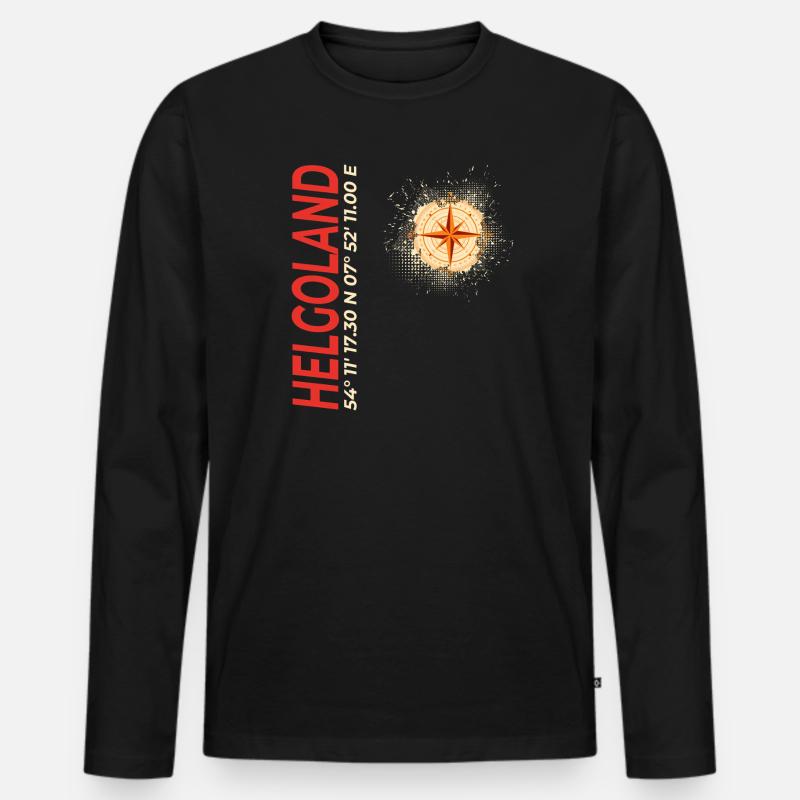 Helgoland - Männer Premium Bio Langarmshirt - Schwarz