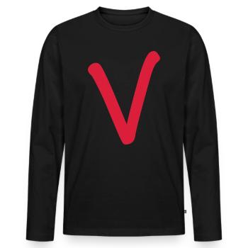 V - einfach nur V - Männer Premium Bio Langarmshirt - Schwarz - Vorne - Nico (187cm)