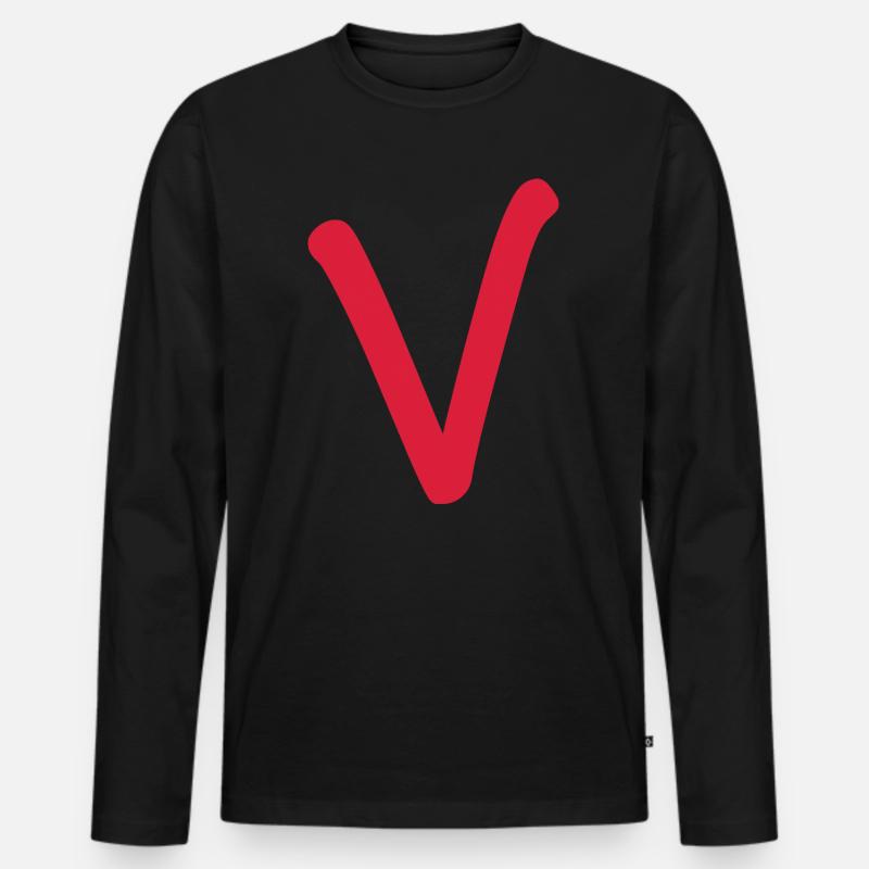 V - einfach nur V - Männer Premium Bio Langarmshirt - Schwarz