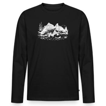 zwei Karpfen beim Fressen - Männer Premium Bio Langarmshirt - Schwarz - Vorne - Nico (187cm)