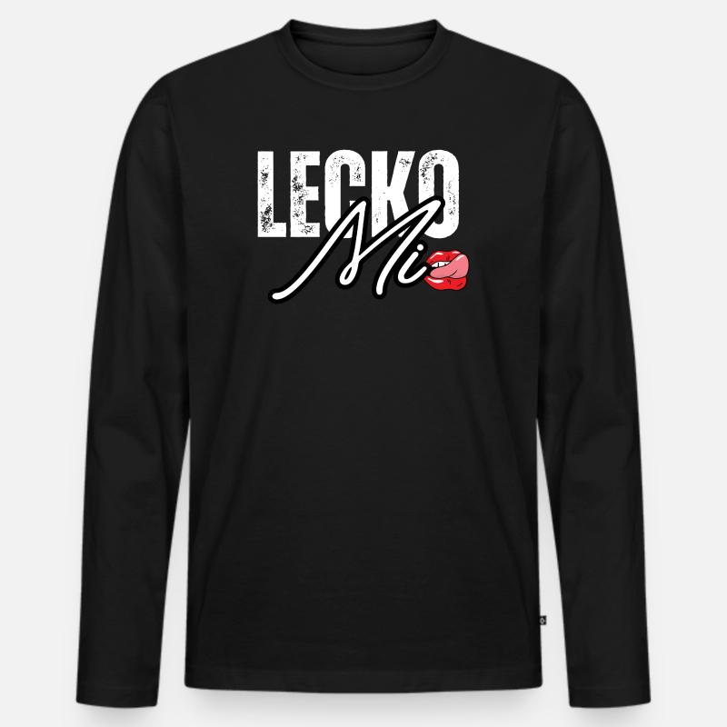 Lederoptik mit Lippenakzent - Männer Premium Bio Langarmshirt - Schwarz