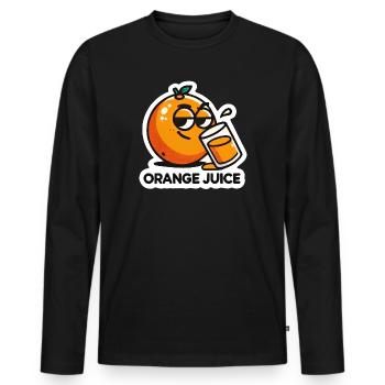 « Jus d’orange » Boisson aux agrumes de dessin animé amusant - T-shirt manches longues Premium bio Homme - noir - Devant - Nico (187cm)