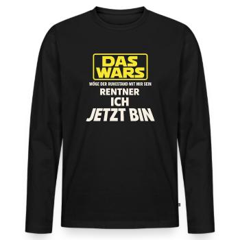 Rentner ich jetzt bin - Das Wars Ruhestand - Männer Premium Bio Langarmshirt - Schwarz - Vorne - Nico (187cm)
