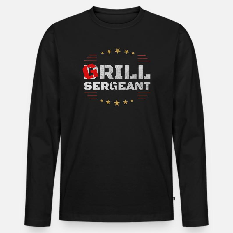 Grill Sergeant – classic BBQ Shirt - Männer Premium Bio Langarmshirt - Schwarz
