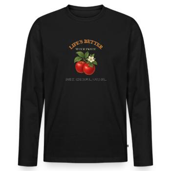 La vie est meilleure avec des pommes croquantes et un style rétro-frais - T-shirt manches longues Premium bio Homme - noir - Devant - Nico (187cm)