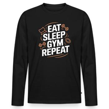 Eat Sleep Gym Repeat - Men's Premium Organic Long Sleeve Shirt - black - Front - Nico (187cm)