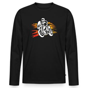 Biker Shirt Motorcyclist - Men's Premium Organic Long Sleeve Shirt - black - Front - Nico (187cm)