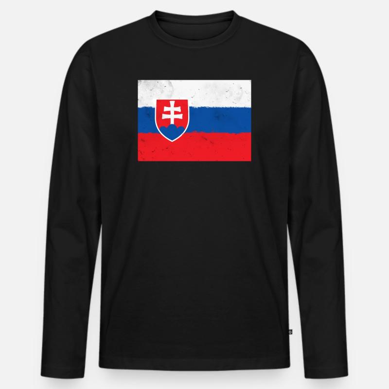 Flagge der Slowakei - Männer Premium Bio Langarmshirt - Schwarz