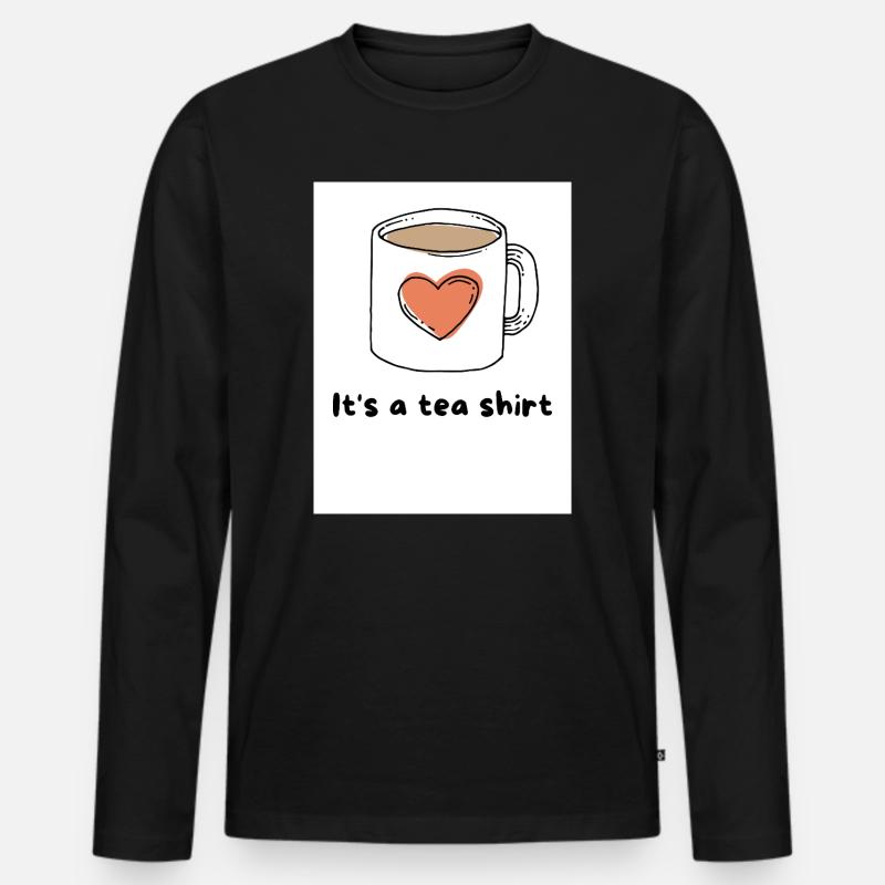 Herz Kaffeebecher Tee Shirt Design - Männer Premium Bio Langarmshirt - Schwarz