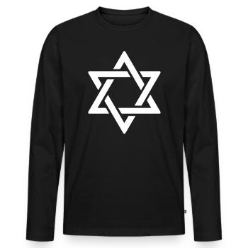 Étoile de David en blanc - T-shirt manches longues Premium bio Homme - noir - Devant - Nico (187cm)