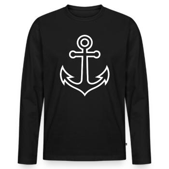 Simple Nautical Anchor - Men's Premium Organic Long Sleeve Shirt - black - Front - Nico (187cm)