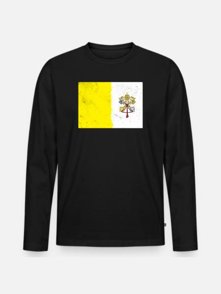 Drapeau du Vatican - T-shirt manches longues Premium bio Homme - noir