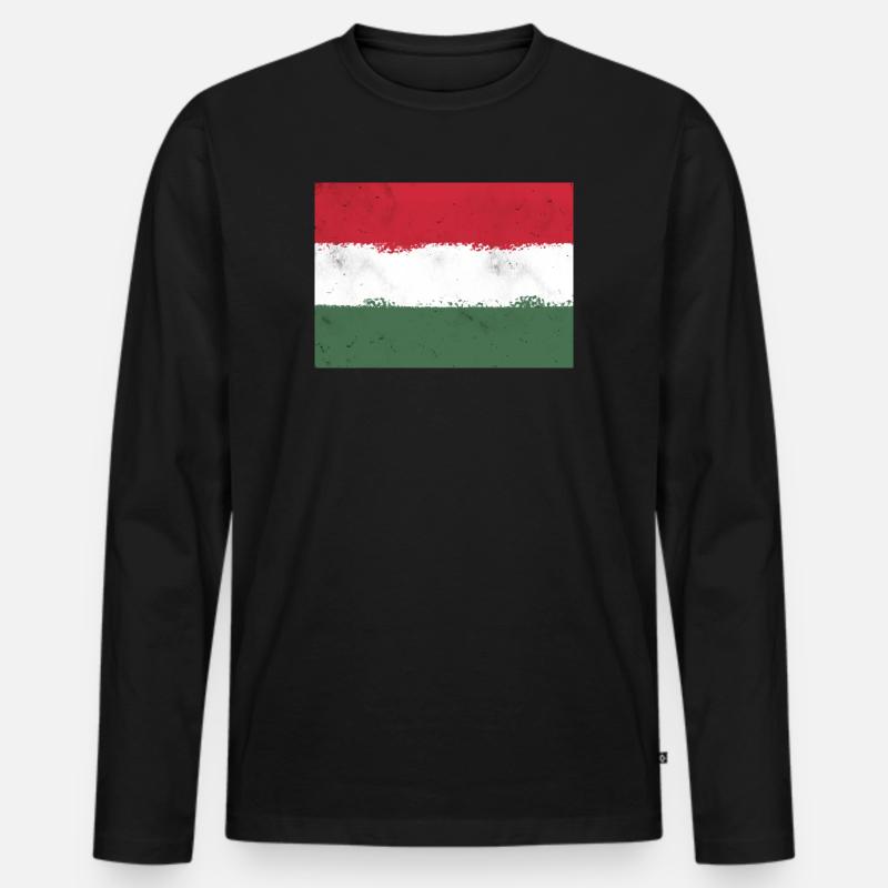 Flagge von Ungarn - Männer Premium Bio Langarmshirt - Schwarz