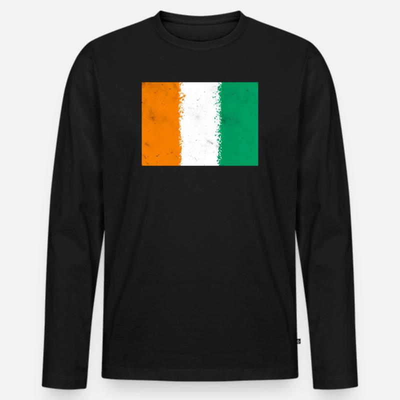 Flagge von Côte d'Ivoire - Männer Premium Bio Langarmshirt - Schwarz
