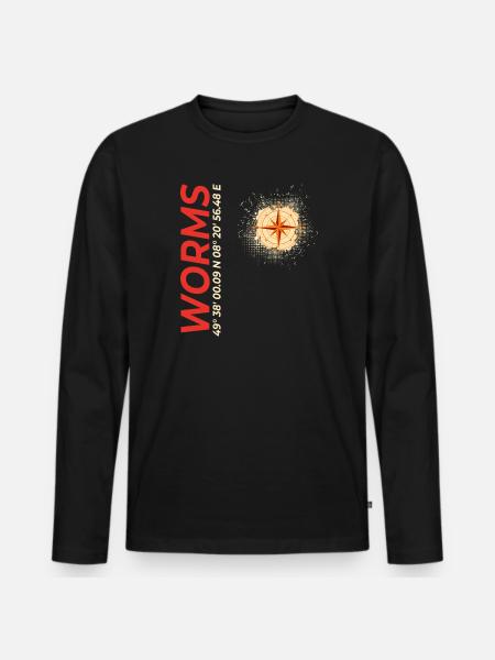 Worms - Männer Premium Bio Langarmshirt - Schwarz