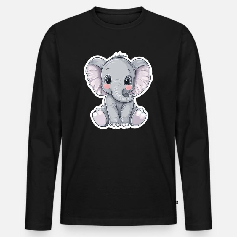 Elefant - Männer Premium Bio Langarmshirt - Schwarz