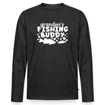 Grandpa's Fishing Buddy T-Shirt - Men's Premium Organic Long Sleeve Shirt - heather anthracite - Front - Nico (187cm)