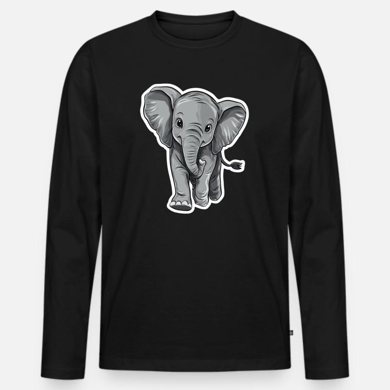 Elefant - Männer Premium Bio Langarmshirt - Schwarz