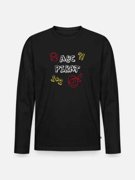 ABC Pirate School Enrollation School Comic Kids Celebration - T-shirt manches longues Premium bio Homme - noir