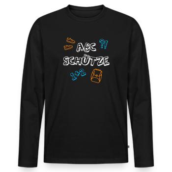 ABC Shooter School Débutants Satchel Élèves 1ère Année - T-shirt manches longues Premium bio Homme - noir - Devant - Nico (187cm)