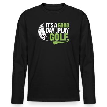 C’est une bonne journée pour jouer au golf - T-shirt manches longues Premium bio Homme - noir - Devant - Nico (187cm)