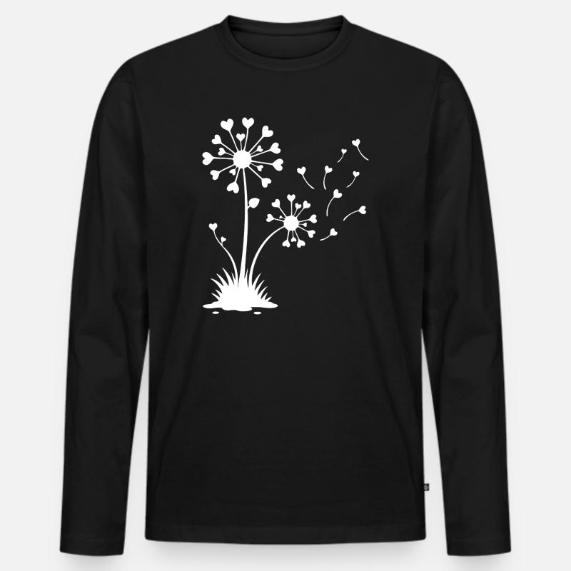 Minimalistisches Löwenzahn-Blumendesign - Männer Premium Bio Langarmshirt - Schwarz