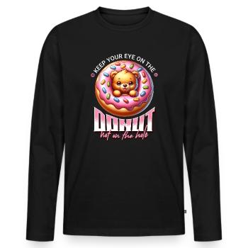 Motif d’ours donuts avec glaçage - T-shirt manches longues Premium bio Homme - noir - Devant - Nico (187cm)