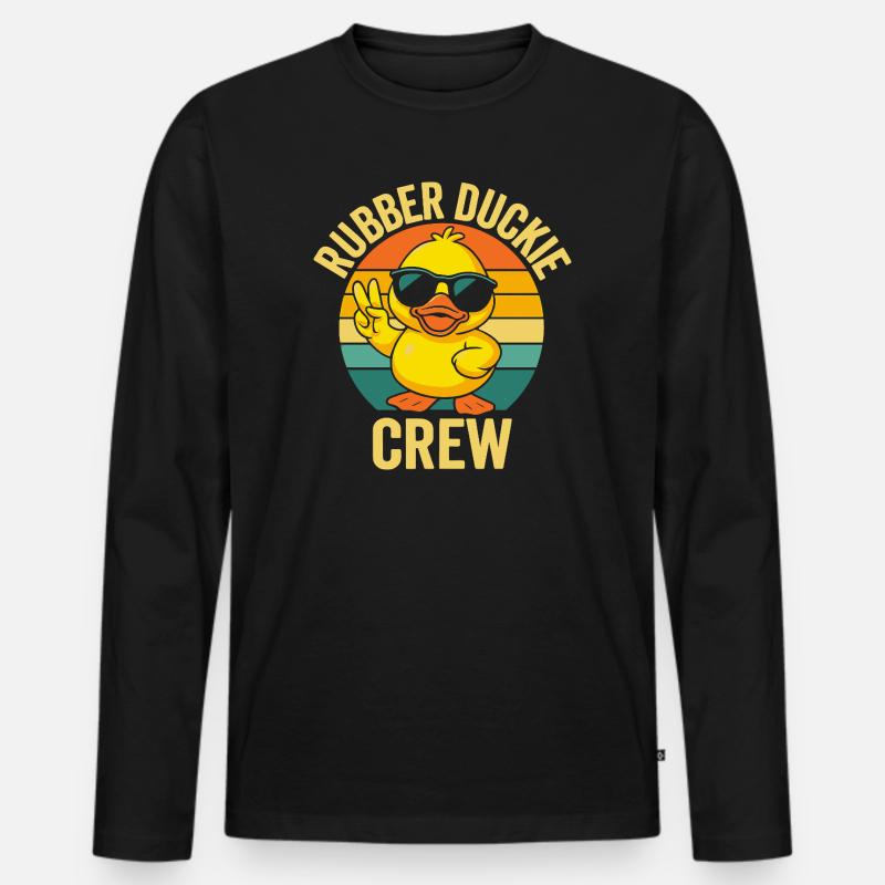 Rubber Duckie Crew Sonnenbrille Illustration - Männer Premium Bio Langarmshirt - Schwarz