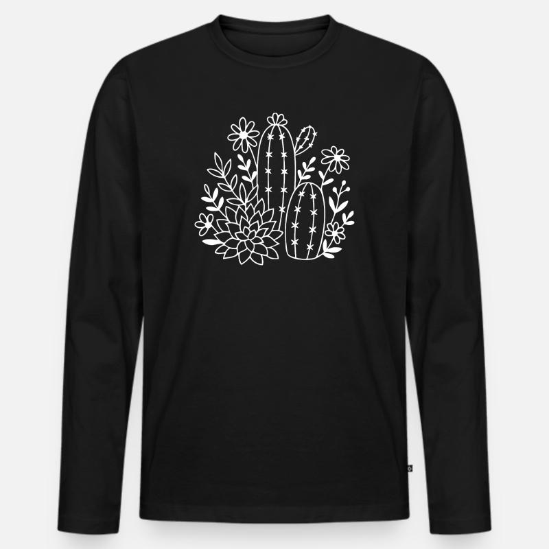 Wüstengarten-Blüten - Männer Premium Bio Langarmshirt - Schwarz